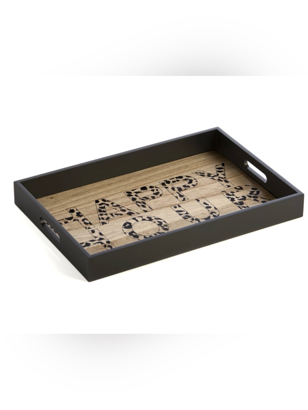 Shiraleah Black Frame Wooden 'Happy Hour' Serving Tray
